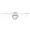 Sterling Silver Pendant Necklace, Heart Design, with White Cubic Zirconia, Polished, Rhodium Finish, 04.336.0211.16