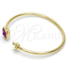Oro Laminado Individual Bangle, Gold Filled Style Flower Design, with Fuchsia and Aurore Boreale Swarovski Crystals, Polished, Golden Finish, 07.239.0011.10 (02 MM Thickness, One size fits all)
