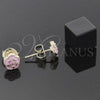 Oro Laminado Stud Earring, Gold Filled Style Flower Design, Pink Enamel Finish, Golden Finish, 02.64.0401 *PROMO*