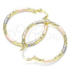 Oro Laminado Medium Hoop, Gold Filled Style Diamond Cutting Finish, Tricolor, 02.213.0245.40
