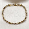 Stainless Steel Basic Bracelet, Rope Design, Polished, Golden Finish, 03.435.0005.09