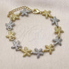 Oro Laminado Tennis Bracelet, Gold Filled Style Star Design, Matte Finish, Two Tone, 03.341.0238.07