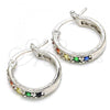 Rhodium Plated Small Hoop, with Multicolor Cubic Zirconia, Polished, Rhodium Finish, 02.210.0279.9.20