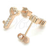 Sterling Silver Stud Earring, key Design, with White Cubic Zirconia, Polished, Rose Gold Finish, 02.336.0145.1