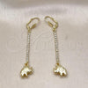 Oro Laminado Long Earring, Gold Filled Style Elephant Design, with Cubic Zirconia, Golden Finish, 5.074.014
