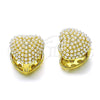 Oro Laminado Huggie Hoop, Gold Filled Style Heart Design, with Ivory Pearl, Polished, Golden Finish, 02.379.0086.15