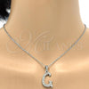 Stainless Steel Pendant Necklace, Initials and Rolo Design, with White Crystal, Polished, Steel Finish, 04.238.0006.1.18