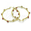 Oro Laminado Large Hoop, Gold Filled Style Evil Eye Design, Red Enamel Finish, Golden Finish, 02.380.0106.50