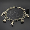 Oro Laminado Charm Bracelet, Gold Filled Style Shoes Design, Diamond Cutting Finish, Golden Finish, 5.022.002