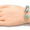 Oro Laminado Fancy Bracelet, Gold Filled Style Shell Design, Turquoise Enamel Finish, Golden Finish, 03.63.2092.08