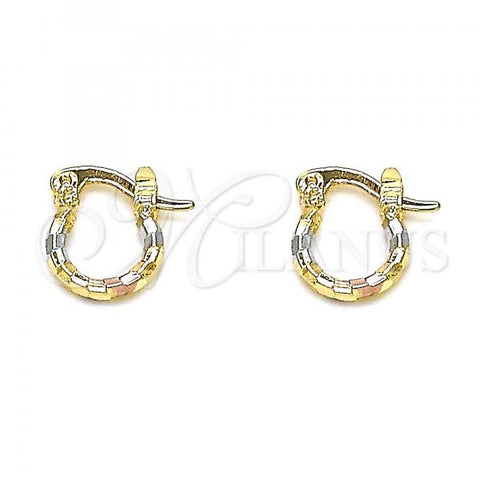 Oro Laminado Small Hoop, Gold Filled Style Diamond Cutting Finish, Tricolor, 02.96.0087.2.10