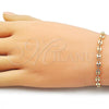 Oro Laminado Fancy Bracelet, Gold Filled Style Puff Mariner Design, Polished, Golden Finish, 04.326.0006.07