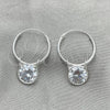 Sterling Silver Small Hoop, with White Cubic Zirconia, Polished, Silver Finish, 02.401.0045.15
