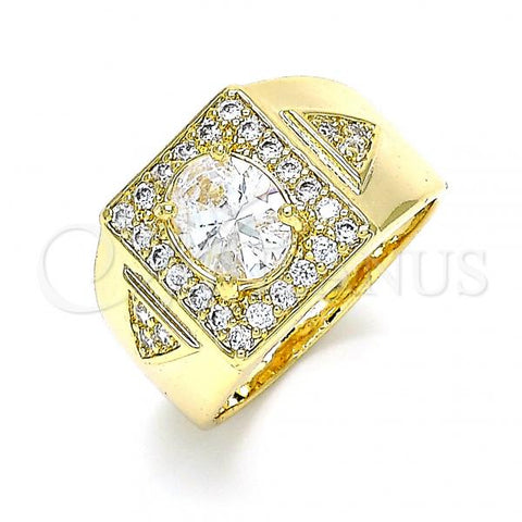 Oro Laminado Mens Ring, Gold Filled Style with White Cubic Zirconia, Polished, Golden Finish, 01.283.0029.10