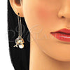 Oro Laminado Threader Earring, Gold Filled Style Dolphin Design, with Multicolor Micro Pave, Polished, Golden Finish, 02.210.0364.1