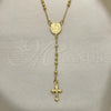 Oro Laminado Thin Rosary, Gold Filled Style Caridad del Cobre and Crucifix Design, Polished, Golden Finish, 09.02.0040.3.18