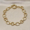 Oro Laminado Fancy Anklet, Gold Filled Style Chunky and Twist Design, Polished, Golden Finish, 03.415.0007.10