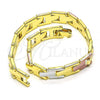 Oro Laminado Solid Bracelet, Gold Filled Style Polished, Tricolor, 03.102.0054.08