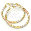 Oro Laminado Large Hoop, Gold Filled Style and Hollow Polished, Tricolor, 02.170.0108.1.60