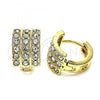 Oro Laminado Huggie Hoop, Gold Filled Style with White Crystal, Polished, Golden Finish, 02.94.0102.12