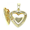 Oro Laminado Locket Pendant, Gold Filled Style Heart Design, Polished, Golden Finish, 05.117.0021