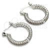 Rhodium Plated Small Hoop, with Garnet and White Micro Pave, Polished, Rhodium Finish, 02.264.0031.7.20