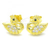 Sterling Silver Stud Earring, Swan Design, with Black and White Cubic Zirconia, Polished, Golden Finish, 02.336.0149.2