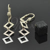 Oro Laminado Long Earring, Gold Filled Style Diamond Cutting Finish, Tricolor, 02.63.2171