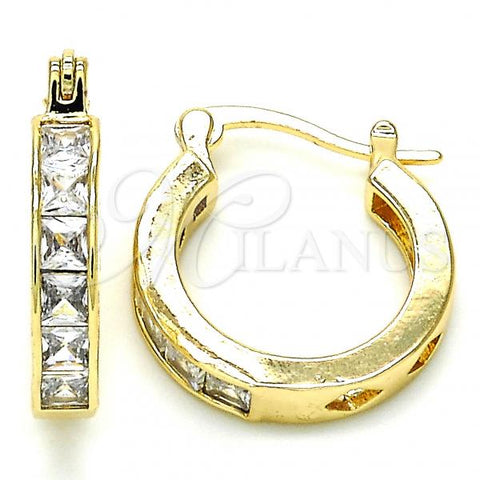 Oro Laminado Small Hoop, Gold Filled Style with White Cubic Zirconia, Polished, Golden Finish, 02.210.0294.20
