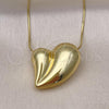 Oro Laminado Pendant Necklace, Gold Filled Style Heart and Hollow Design, Polished, Golden Finish, 04.341.0122.20