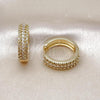Oro Laminado Huggie Hoop, Gold Filled Style Cluster Design, with White Cubic Zirconia, Polished, Golden Finish, 02.210.0849.23