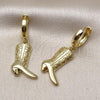 Oro Laminado Dangle Earring, Gold Filled Style Shoes Design, Polished, Golden Finish, 02.341.0252