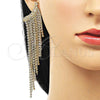 Oro Laminado Long Earring, Gold Filled Style with White Crystal and White Cubic Zirconia, Polished, Golden Finish, 02.268.0107