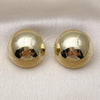 Oro Laminado Stud Earring, Gold Filled Style Ball and Hollow Design, Polished, Golden Finish, 02.213.0807