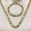 Stainless Steel Necklace and Bracelet, Figaro Design, Polished, Golden Finish, 06.257.0002