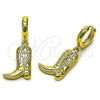 Oro Laminado Dangle Earring, Gold Filled Style Shoes Design, Polished, Golden Finish, 02.341.0251