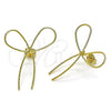 Oro Laminado Stud Earring, Gold Filled Style Bow Design, Diamond Cutting Finish, Golden Finish, 02.213.0665
