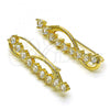 Oro Laminado Earcuff Earring, Gold Filled Style with White Cubic Zirconia, Polished, Golden Finish, 02.210.0737