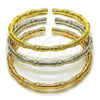 Oro Laminado Trio Bangle, Gold Filled Style Bamboo Design, Matte Finish, Golden Finish, 07.170.0061
