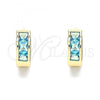 Oro Laminado Huggie Hoop, Gold Filled Style with Aqua Blue Cubic Zirconia, Polished, Golden Finish, 02.210.0638.2.12