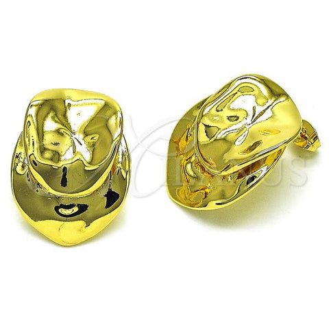 Oro Laminado Stud Earring, Gold Filled Style Chunky Design, Polished, Golden Finish, 02.341.0163