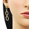 Oro Laminado Long Earring, Gold Filled Style Rolo and Twist Design, Polished, Golden Finish, 02.415.0003