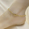 Oro Laminado Fancy Anklet, Gold Filled Style Mariner and Evil Eye Design, Polished, Golden Finish, 03.32.0617.10