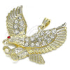Oro Laminado Fancy Pendant, Gold Filled Style Eagle Design, with White and Garnet Crystal, Polished, Golden Finish, 05.351.0100