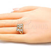 Oro Laminado Multi Stone Ring, Gold Filled Style with White Cubic Zirconia, Polished, Golden Finish, 01.210.0098.08 (Size 8)