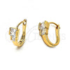 Oro Laminado Huggie Hoop, Gold Filled Style with White Cubic Zirconia, Polished, Golden Finish, 5.132.014