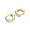 Oro Laminado Huggie Hoop, Gold Filled Style with White Cubic Zirconia, Polished, Golden Finish, 02.195.0111.10