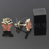 Oro Laminado Stud Earring, Gold Filled Style Butterfly Design, Orange Enamel Finish, Golden Finish, 5.126.070 *PROMO*