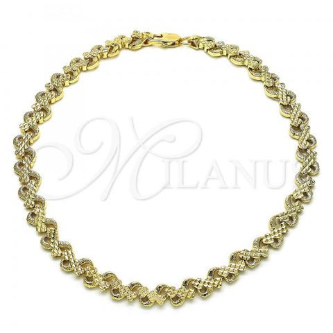 Oro Laminado Fancy Anklet, Gold Filled Style Heart Design, Polished, Golden Finish, 03.100.0056.10