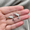 Sterling Silver Dangle Earring, Dolphin Design, with Bermuda Blue Opal, Polished, Silver Finish, 02.391.0007.1